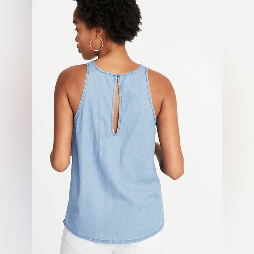 Old Navy Chambray High Neck Sleeveless Top